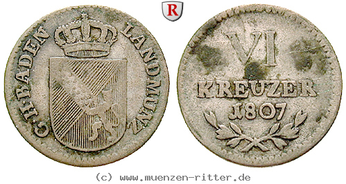 Klicken Sie auf das Bild um es auf Ihrem Rechner zu speichern baden-carl-friedrich-6-kreuzer/30339.jpg