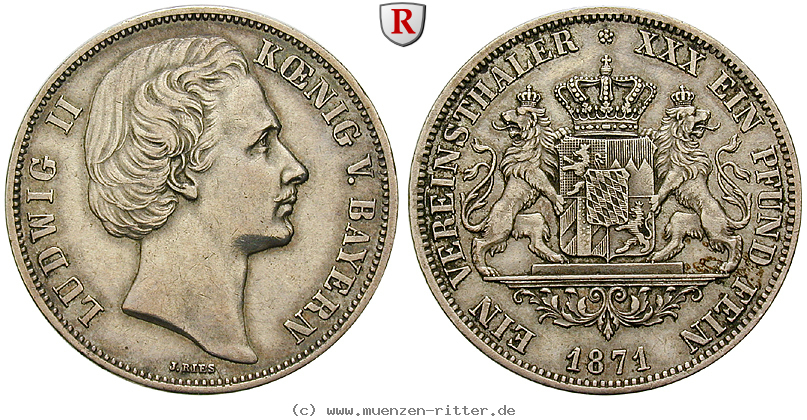 Klicken Sie auf das Bild um es auf Ihrem Rechner zu speichern bayern-ludwig-ii-vereinstaler/94111.jpg