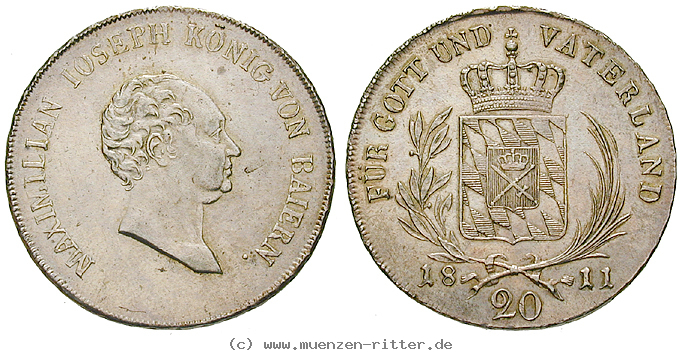 Klicken Sie auf das Bild um es auf Ihrem Rechner zu speichern bayern-maximilian-i-joseph-20-kreuzer/80464.jpg