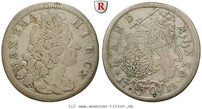 Klicken Sie auf das Bild um es auf Ihrem Rechner zu speichern bayern-maximilian-ii-emanuel-30-kreuzer/35933.jpg