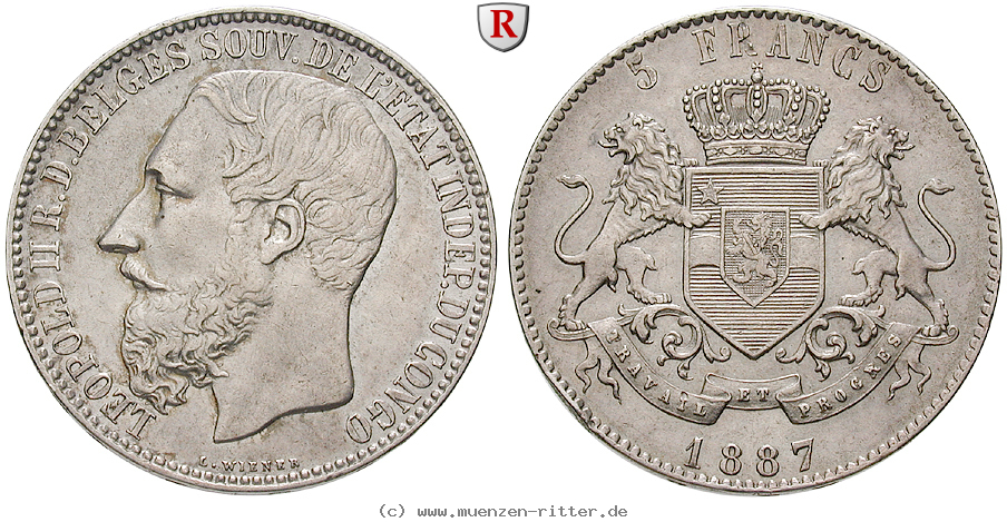 Klicken Sie auf das Bild um es auf Ihrem Rechner zu speichern belgisch-kongo-leopold-ii-5-francs/73329.jpg