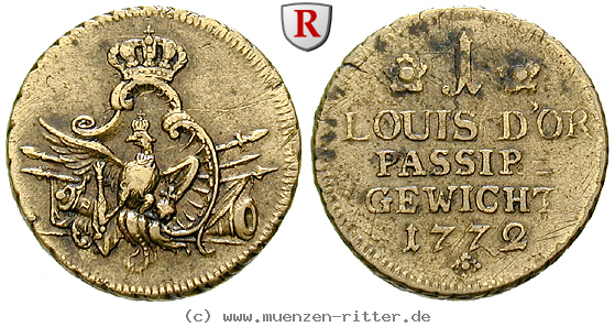 Klicken Sie auf das Bild um es auf Ihrem Rechner zu speichern brandenburg-preussen-friedrich-ii-passiergewicht-fuer-1-louis-d-or/53877.jpg