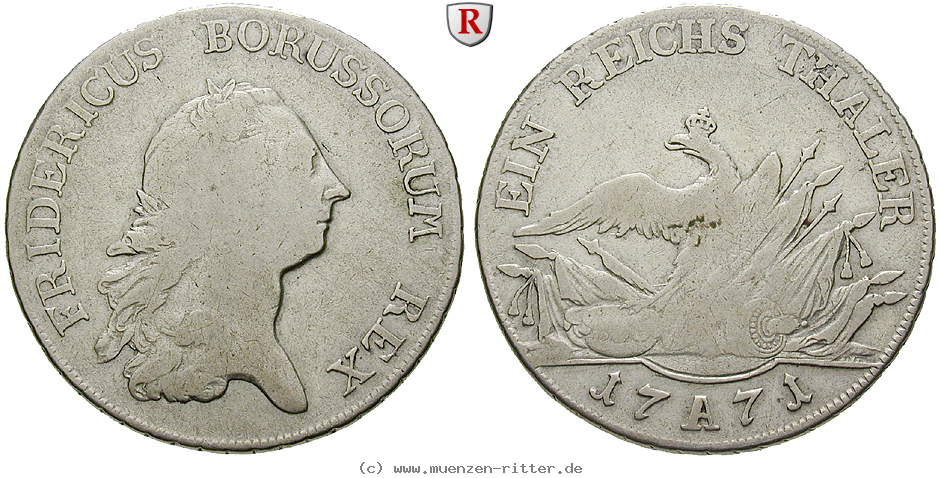 Klicken Sie auf das Bild um es auf Ihrem Rechner zu speichern brandenburg-preussen-friedrich-ii-reichstaler/74683.jpg