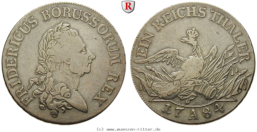 Klicken Sie auf das Bild um es auf Ihrem Rechner zu speichern brandenburg-preussen-friedrich-ii-reichstaler/99533.jpg