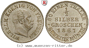 Klicken Sie auf das Bild um es auf Ihrem Rechner zu speichern brandenburg-preussen-wilhelm-i-1-2-silbergroschen/28875.jpg