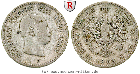 Klicken Sie auf das Bild um es auf Ihrem Rechner zu speichern brandenburg-preussen-wilhelm-i-1-6-taler/54573.jpg