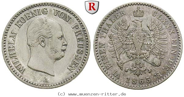 Klicken Sie auf das Bild um es auf Ihrem Rechner zu speichern brandenburg-preussen-wilhelm-i-1-6-taler/81669.jpg