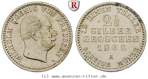 Klicken Sie auf das Bild um es auf Ihrem Rechner zu speichern brandenburg-preussen-wilhelm-i-2-1-2-silbergroschen/54575.jpg