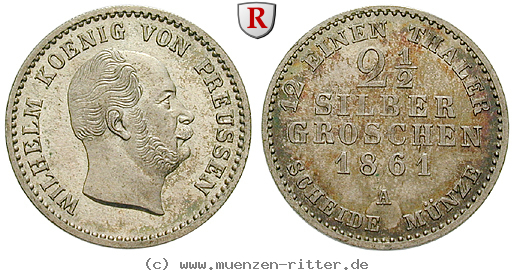 Klicken Sie auf das Bild um es auf Ihrem Rechner zu speichern brandenburg-preussen-wilhelm-i-2-1-2-silbergroschen/92459.jpg