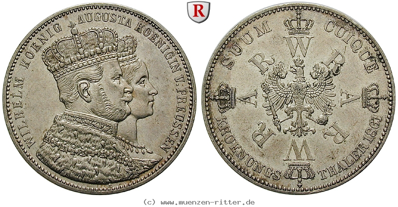 Klicken Sie auf das Bild um es auf Ihrem Rechner zu speichern brandenburg-preussen-wilhelm-i-kroenungstaler/101404.jpg