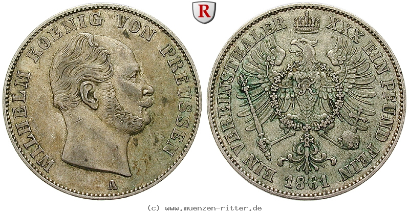 Klicken Sie auf das Bild um es auf Ihrem Rechner zu speichern brandenburg-preussen-wilhelm-i-vereinstaler/101405.jpg