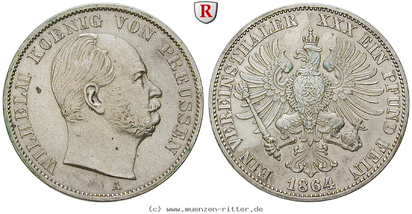 Klicken Sie auf das Bild um es auf Ihrem Rechner zu speichern brandenburg-preussen-wilhelm-i-vereinstaler/82541.jpg