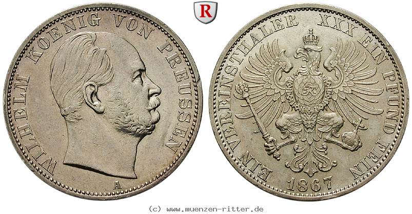 Klicken Sie auf das Bild um es auf Ihrem Rechner zu speichern brandenburg-preussen-wilhelm-i-vereinstaler/93109.jpg