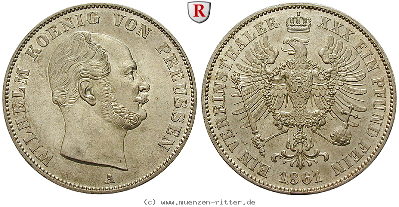 Klicken Sie auf das Bild um es auf Ihrem Rechner zu speichern brandenburg-preussen-wilhelm-i-vereinstaler/96087.jpg