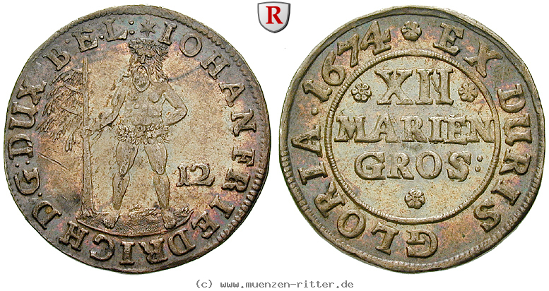 Klicken Sie auf das Bild um es auf Ihrem Rechner zu speichern braunschweig-johann-friedrich-12-mariengroschen/31303.jpg