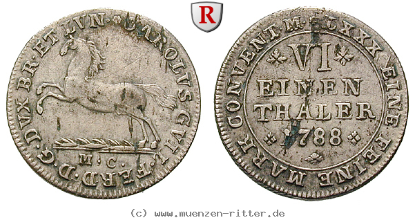 Klicken Sie auf das Bild um es auf Ihrem Rechner zu speichern braunschweig-karl-wilhelm-ferdinand-1-6-taler/10057.jpg