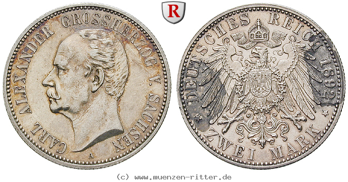 Klicken Sie auf das Bild um es auf Ihrem Rechner zu speichern deutsches-kaiserreich-carl-alexander-2-mark/78903.jpg