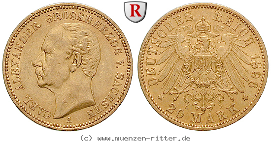 Klicken Sie auf das Bild um es auf Ihrem Rechner zu speichern deutsches-kaiserreich-carl-alexander-20-mark/27163.jpg