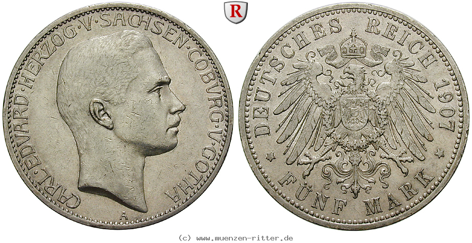 Klicken Sie auf das Bild um es auf Ihrem Rechner zu speichern deutsches-kaiserreich-carl-eduard-5-mark/102777.jpg