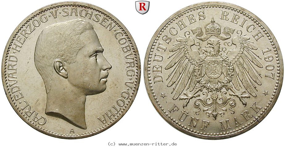 Klicken Sie auf das Bild um es auf Ihrem Rechner zu speichern deutsches-kaiserreich-carl-eduard-5-mark/98156.jpg