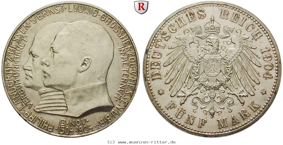 Klicken Sie auf das Bild um es auf Ihrem Rechner zu speichern deutsches-kaiserreich-ernst-ludwig-5-mark/80516.jpg