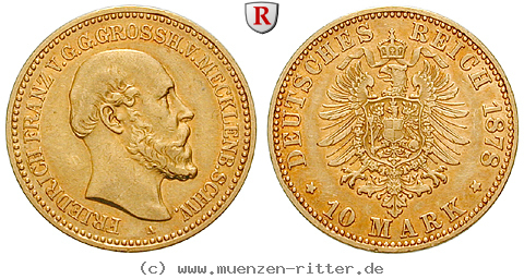 Klicken Sie auf das Bild um es auf Ihrem Rechner zu speichern deutsches-kaiserreich-friedrich-franz-ii-10-mark/71561.jpg
