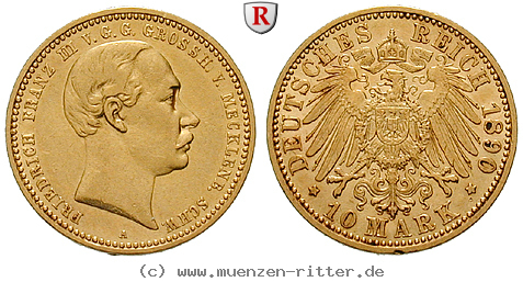 Klicken Sie auf das Bild um es auf Ihrem Rechner zu speichern deutsches-kaiserreich-friedrich-franz-iii-10-mark/33116.jpg
