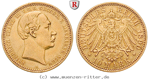 Klicken Sie auf das Bild um es auf Ihrem Rechner zu speichern deutsches-kaiserreich-friedrich-franz-iii-10-mark/72678.jpg
