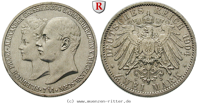 Klicken Sie auf das Bild um es auf Ihrem Rechner zu speichern deutsches-kaiserreich-friedrich-franz-iv-2-mark/101669.jpg