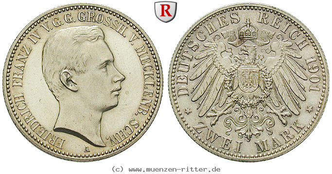 Klicken Sie auf das Bild um es auf Ihrem Rechner zu speichern deutsches-kaiserreich-friedrich-franz-iv-2-mark/68079.jpg