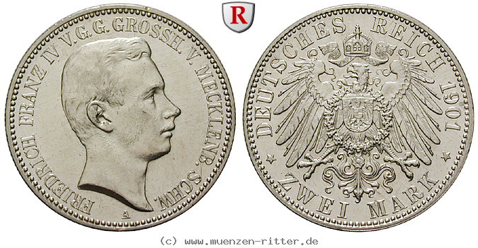 Klicken Sie auf das Bild um es auf Ihrem Rechner zu speichern deutsches-kaiserreich-friedrich-franz-iv-2-mark/84843.jpg
