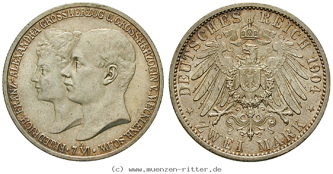 Klicken Sie auf das Bild um es auf Ihrem Rechner zu speichern deutsches-kaiserreich-friedrich-franz-iv-2-mark/ejae7641.jpg