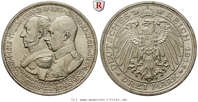 Klicken Sie auf das Bild um es auf Ihrem Rechner zu speichern deutsches-kaiserreich-friedrich-franz-iv-3-mark/101080.jpg