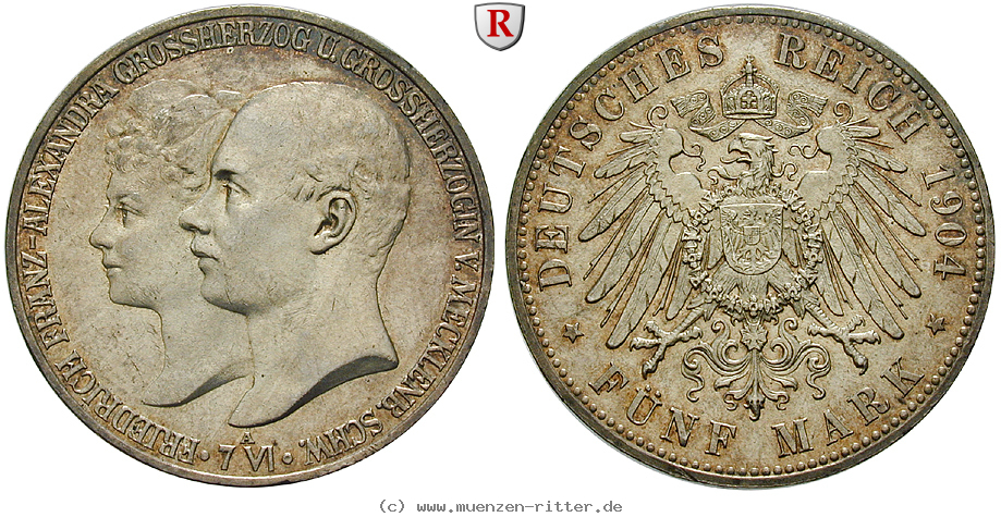 Klicken Sie auf das Bild um es auf Ihrem Rechner zu speichern deutsches-kaiserreich-friedrich-franz-iv-5-mark/100462.jpg