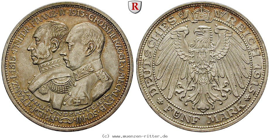 Klicken Sie auf das Bild um es auf Ihrem Rechner zu speichern deutsches-kaiserreich-friedrich-franz-iv-5-mark/102746.jpg