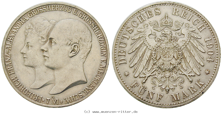 Klicken Sie auf das Bild um es auf Ihrem Rechner zu speichern deutsches-kaiserreich-friedrich-franz-iv-5-mark/43929.jpg