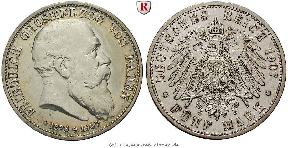 Klicken Sie auf das Bild um es auf Ihrem Rechner zu speichern deutsches-kaiserreich-friedrich-i-5-mark/101604.jpg