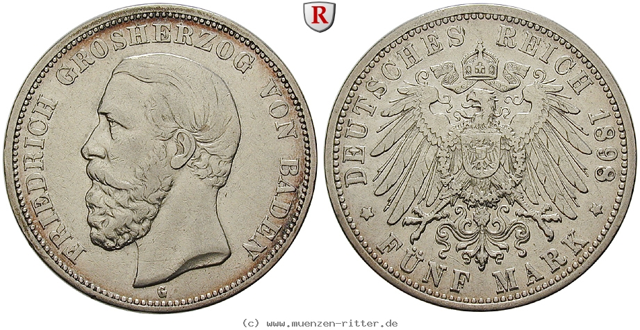 Klicken Sie auf das Bild um es auf Ihrem Rechner zu speichern deutsches-kaiserreich-friedrich-i-5-mark/102177.jpg