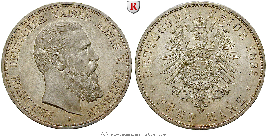 Klicken Sie auf das Bild um es auf Ihrem Rechner zu speichern deutsches-kaiserreich-friedrich-iii-5-mark/100456.jpg