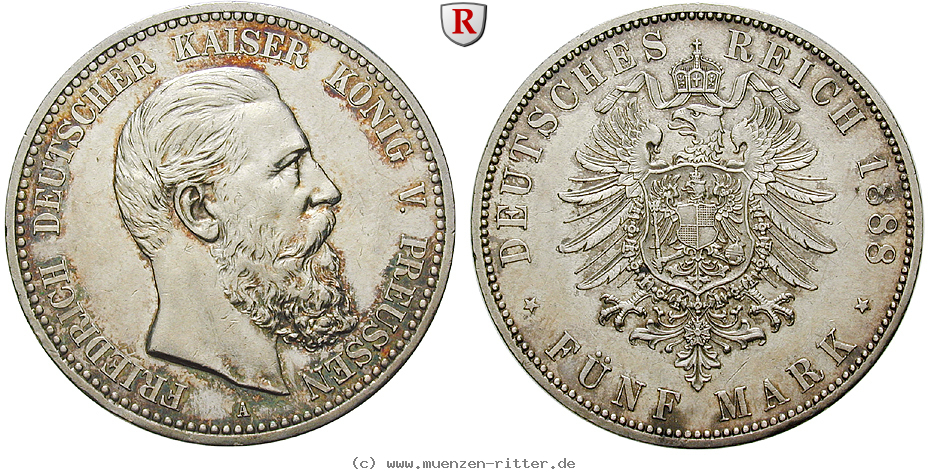Klicken Sie auf das Bild um es auf Ihrem Rechner zu speichern deutsches-kaiserreich-friedrich-iii-5-mark/ejae11443.jpg