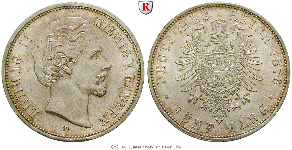 Klicken Sie auf das Bild um es auf Ihrem Rechner zu speichern deutsches-kaiserreich-ludwig-ii-5-mark/51564.jpg