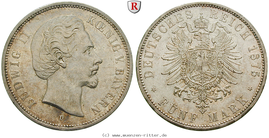Klicken Sie auf das Bild um es auf Ihrem Rechner zu speichern deutsches-kaiserreich-ludwig-ii-5-mark/51567.jpg