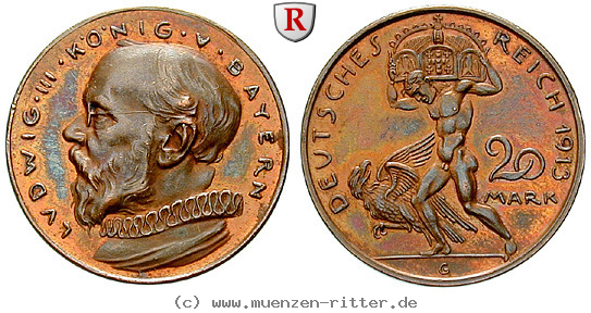 Klicken Sie auf das Bild um es auf Ihrem Rechner zu speichern deutsches-kaiserreich-ludwig-iii-20-mark/89675.jpg