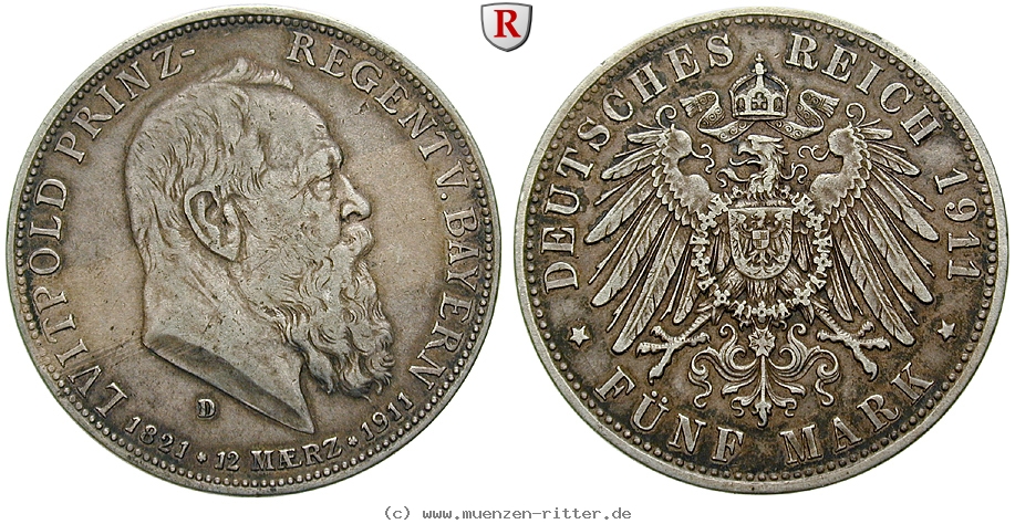Klicken Sie auf das Bild um es auf Ihrem Rechner zu speichern deutsches-kaiserreich-luitpold-prinzregent-5-mark/101595.jpg