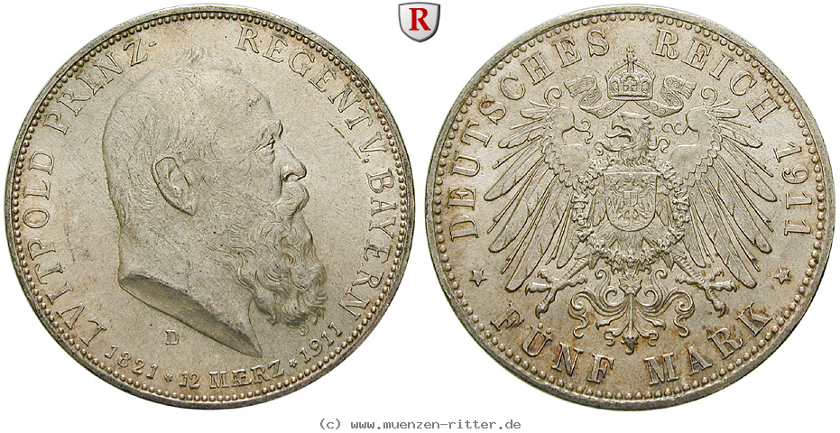 Klicken Sie auf das Bild um es auf Ihrem Rechner zu speichern deutsches-kaiserreich-luitpold-prinzregent-5-mark/18839.jpg
