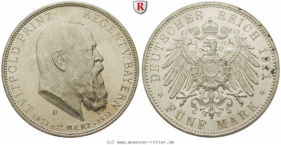 Klicken Sie auf das Bild um es auf Ihrem Rechner zu speichern deutsches-kaiserreich-luitpold-prinzregent-5-mark/39671.jpg