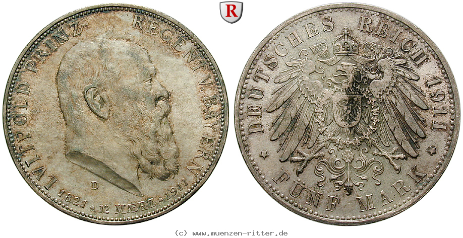 Klicken Sie auf das Bild um es auf Ihrem Rechner zu speichern deutsches-kaiserreich-luitpold-prinzregent-5-mark/94890.jpg