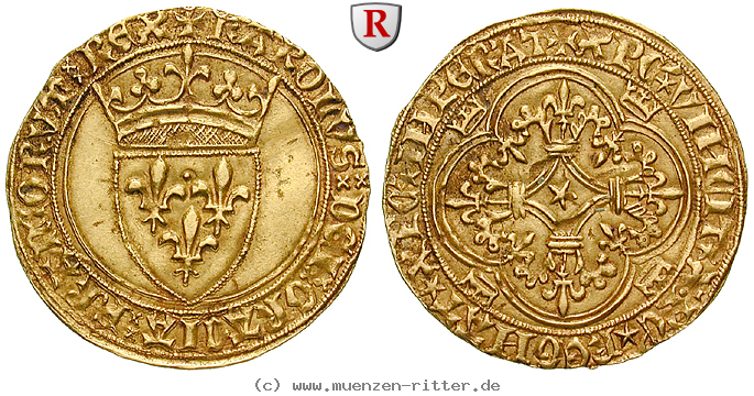 Klicken Sie auf das Bild um es auf Ihrem Rechner zu speichern frankreich-charles-vi-ecu-d-or--la-couronne/83277.jpg