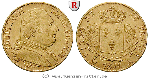 Klicken Sie auf das Bild um es auf Ihrem Rechner zu speichern frankreich-louis-xviii-20-francs/ag10442.jpg