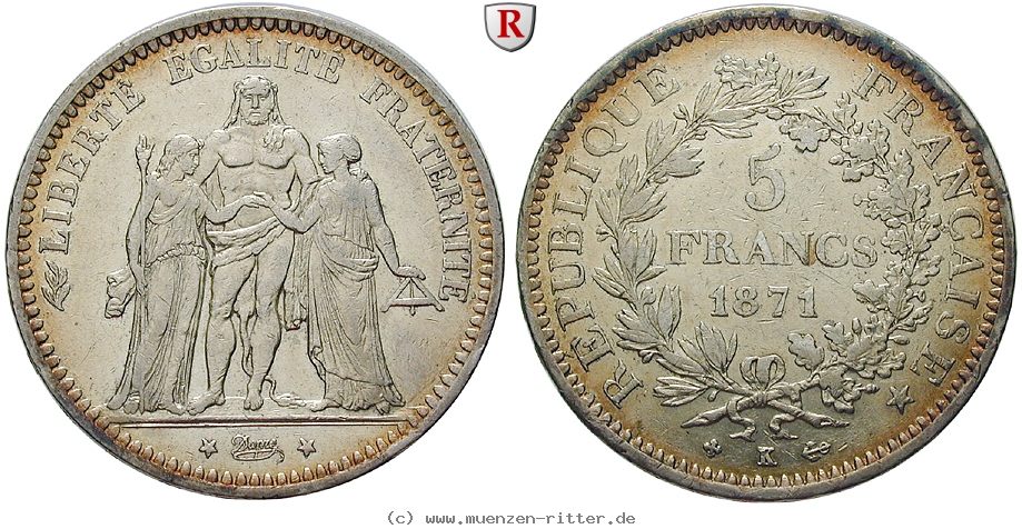 Klicken Sie auf das Bild um es auf Ihrem Rechner zu speichern frankreich-regierung-der-nationalen-verteidigung-5-francs/67002.jpg